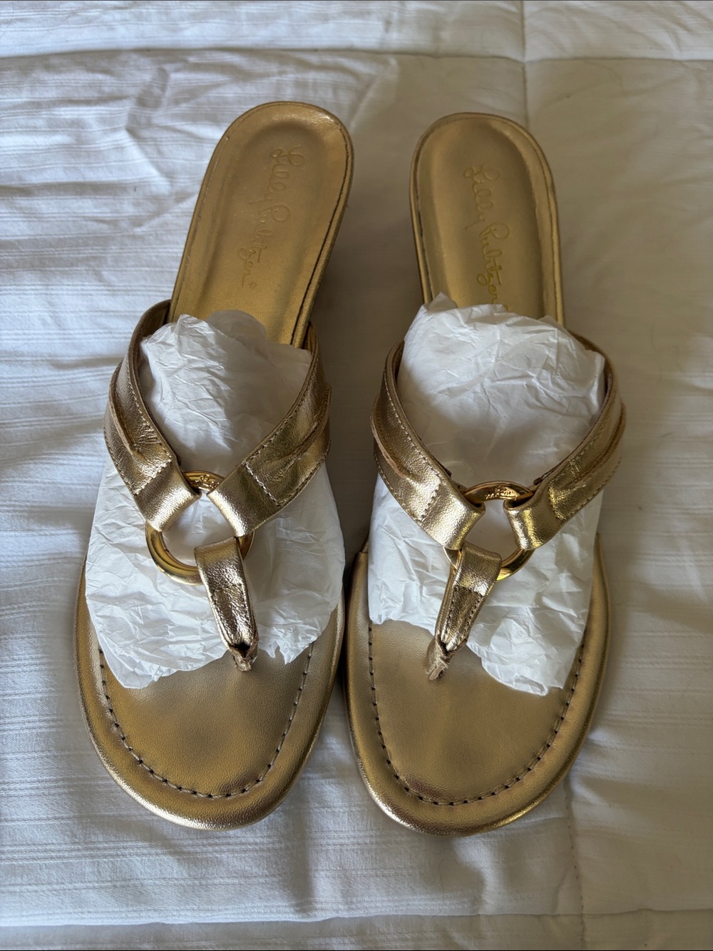 Lilly Pulitzer Gold Metallic Ring Thong Sandals